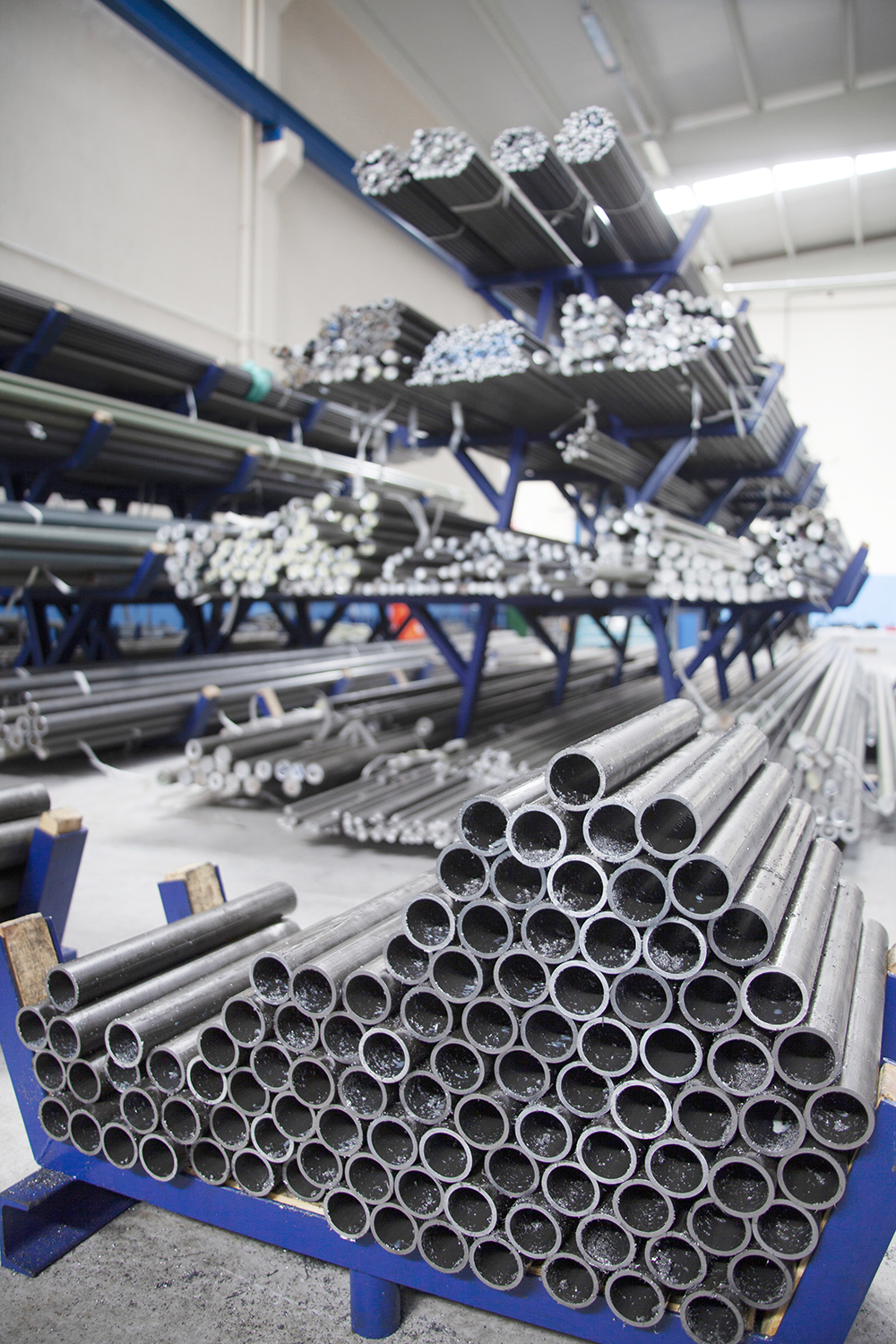 steel pipes in the factory
